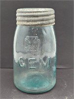 Multese Cross Teal Gem Pint Midget Canning Jar