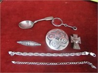 Sterling Silver Lot. Bracelets, spoon, more.
