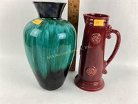 Red pottery pitcher, Canada art pottery vase