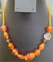 18" safari murano glass beaded necklace