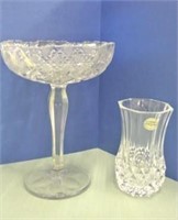 Pedestal Compote & Crystal Vase