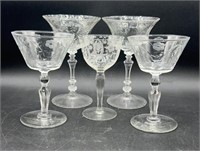 Assortment Of Etched Stemware