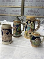 4 beer steins