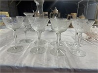 8 Vtg Wine glasses