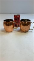 2pcs Hammered Copper Moscow Mule