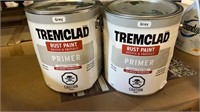 2 cans tremclad rust paint grey primer 3.78L
