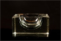 Modernist Cubist Glass Ashtray