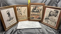 4 vintage movie advertisements framed-in which we