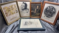 5 vintage movie advertisements in frames- till