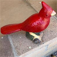Painted Cement Cardinal Bird Figure