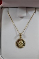 14K gold Guardian Angel pendant and necklace,