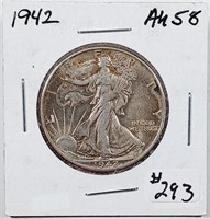 1942  Walking Liberty Half Dollar   AU+