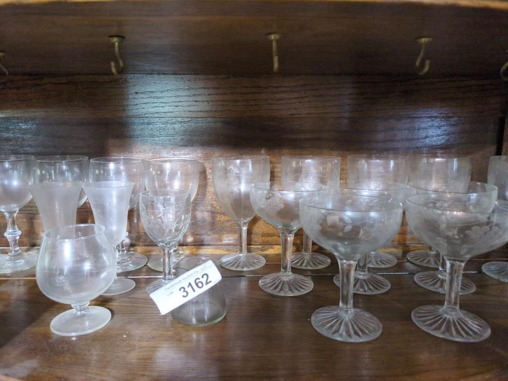 Vintage Etched crystal stemware