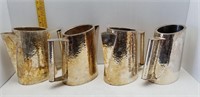 4PC HAMMERED-METAL 8"-PITCHERS !VIEW PICS!