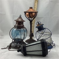 Vintage Hurricane Lanterns & Victorian Lamp Stand