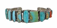 HERBERT RATION NAVAJO STERLING & TURQUOISE CUFF