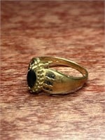 14k Yellow Gold Ring Black Stone Size 9