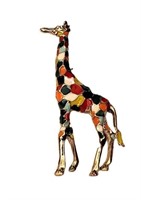 ADORABLE VINTAGE GOLD GIRAFFE MULTI COLOR ENAMEL