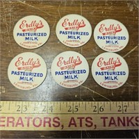 (6) Erdly's Dairy Pasteurized Milk Caps-