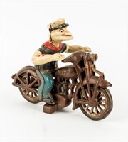 Cast Iron Popeye Patrol Motorcycle Toy