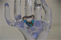 IJ Ster. Silver & Fire Opal Native American Ring