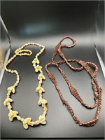 Two Hawaiin Necklaces - Shells and Apple Seeds