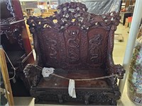Japanese Carved Dragon Bench
