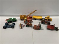 Box Lot Dinky Tin Toy Trucks, Cranes etc