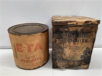 2 x Paper Label Biscuit and Peanut Tins