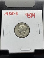 1935-S MERCURY SILVER DIME