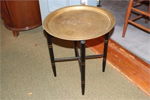 Asian round brass tray table 16.5" diameter