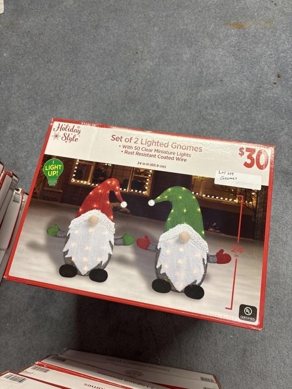 Set of two lighted gnomes
