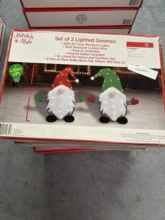 Set of two lighted gnomes
