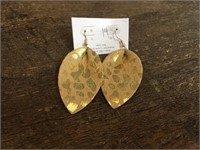 Tan/Gold Cowhide Earrings from Eclectic Ruby Red