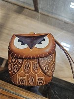 VTG. LEATHER OWL COIN CASE