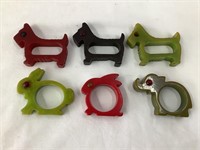 (6) Bakelite Catalin Animal Napkin Rings, (1)