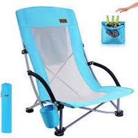 High Back Folding Beach Chair One Blue - Set of 1