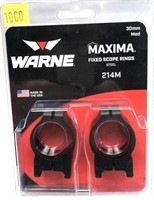 Warne Maxima 30mm Med Fixed scope rings, new in
