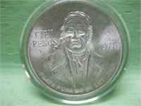 1978 Cien Pesos Silver Coin