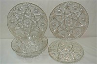 Pressed glass 2 - 13.5" serving trays, 11" serving