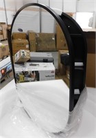 Oval Black framed surface mount mirrored cabinet