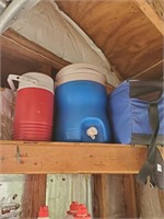 Shelf Lot of Various Coolers