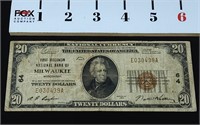 1929 First Wisconsin National Bank $20.00 Note