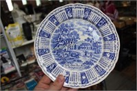 BLUE DECORATED CALENDAR PLATE