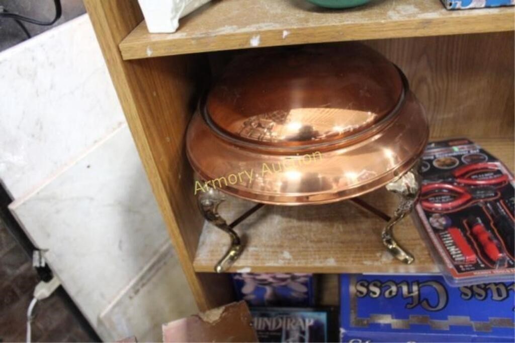 COPPER CHAFING DISH AND STAND