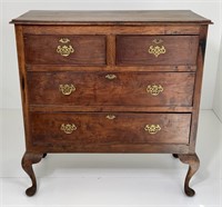 Oak chest, cabriole legs, 2 over 2 long drawers,