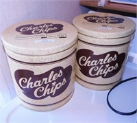 2 Charles Chips tins, 8.5" tall