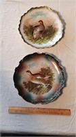 2 Hand Painted 10” Partridge Game Wall Plates.