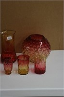 LOT OF 5 GLASS TWO TONE ITEMS