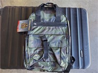 mountain terrain , green camo backpack